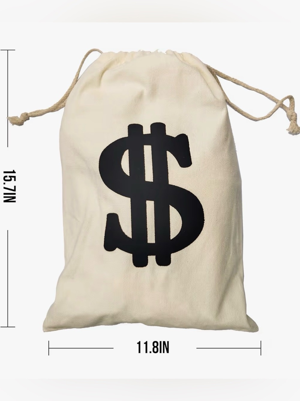 Canvas Drawstring Money Bag - Picture 2 of 3